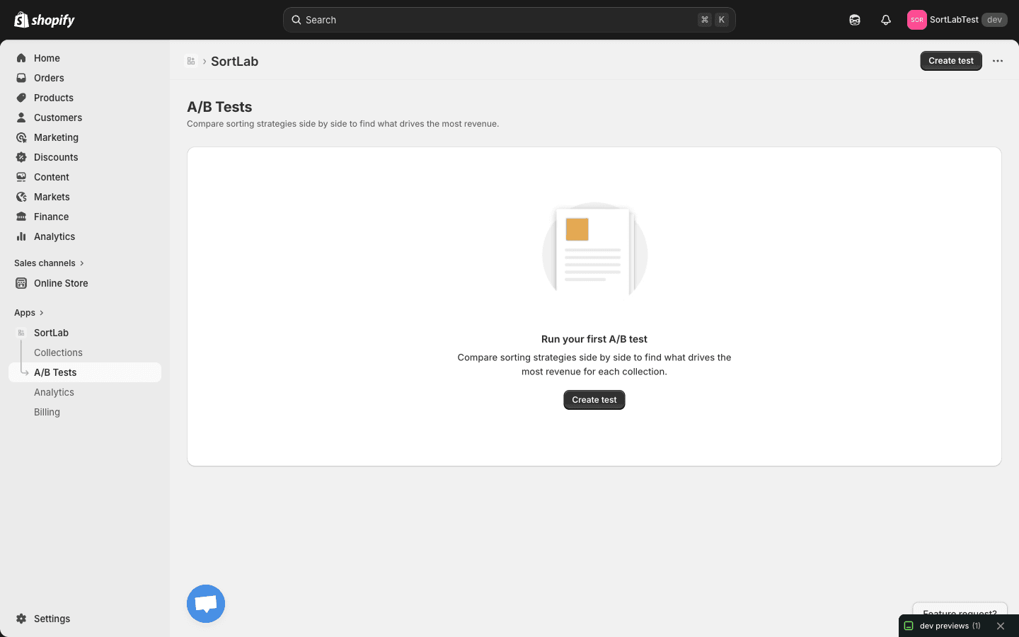 A/B Tests empty state